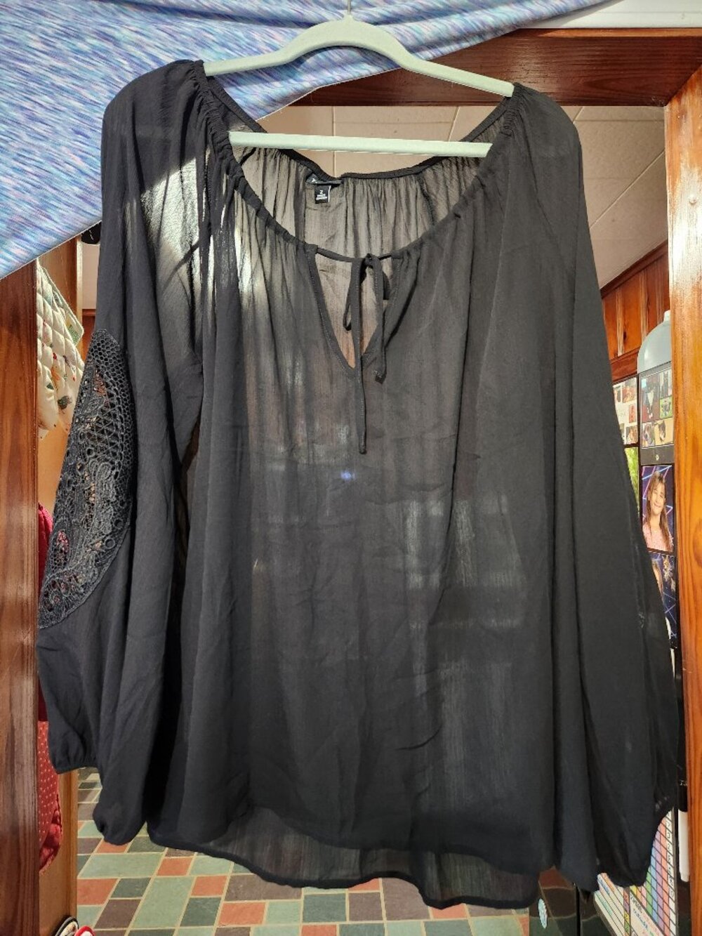 Torrid Black Lace Blouse Size 2 Romantic Goth Chiffon Top